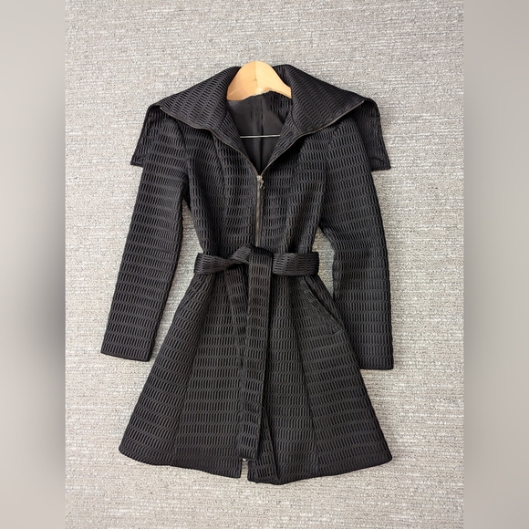 NWOT Absolutely Stunning Women's (Size XS) Samuel Dong Black Textured Coat - Picture 1 of 14